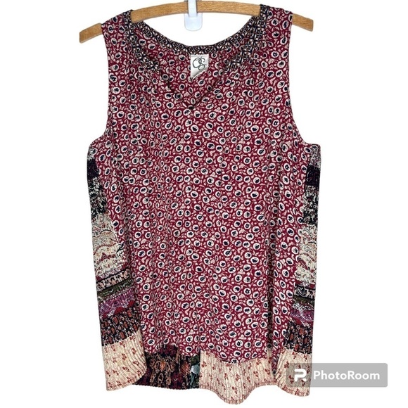 ANTHROPOLOGIE ONE SEPTEMBER Tamarosa Pleated Sleeveless Boho Blouse Size Medium - Picture 4 of 16